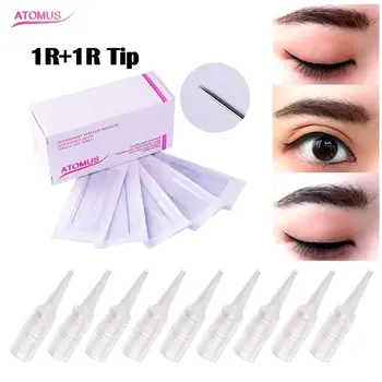 

100pcs Disposable 1R/3R/5R Needles + Needle Mouth Permanent Eyebrow Makeup Tattoo Embroidery Combination Tattoo Set Accessories