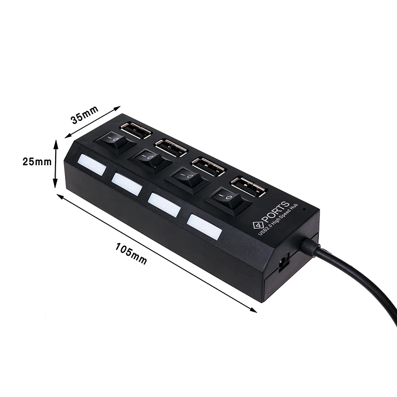 Rovtop 4 порта микро usb-хаб 2,0 USB высокоскоростной Разветвитель USB 2,0 концентратор светодиодный с переключателем ВКЛ/ВЫКЛ для планшета, ноутбука