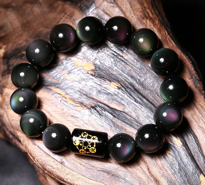 

8mm-18mm Natural Colorful Obsidian Beads Bracelet Fine GemStone Beaded Bracelet For Men&woman Gifts Drop Shipping