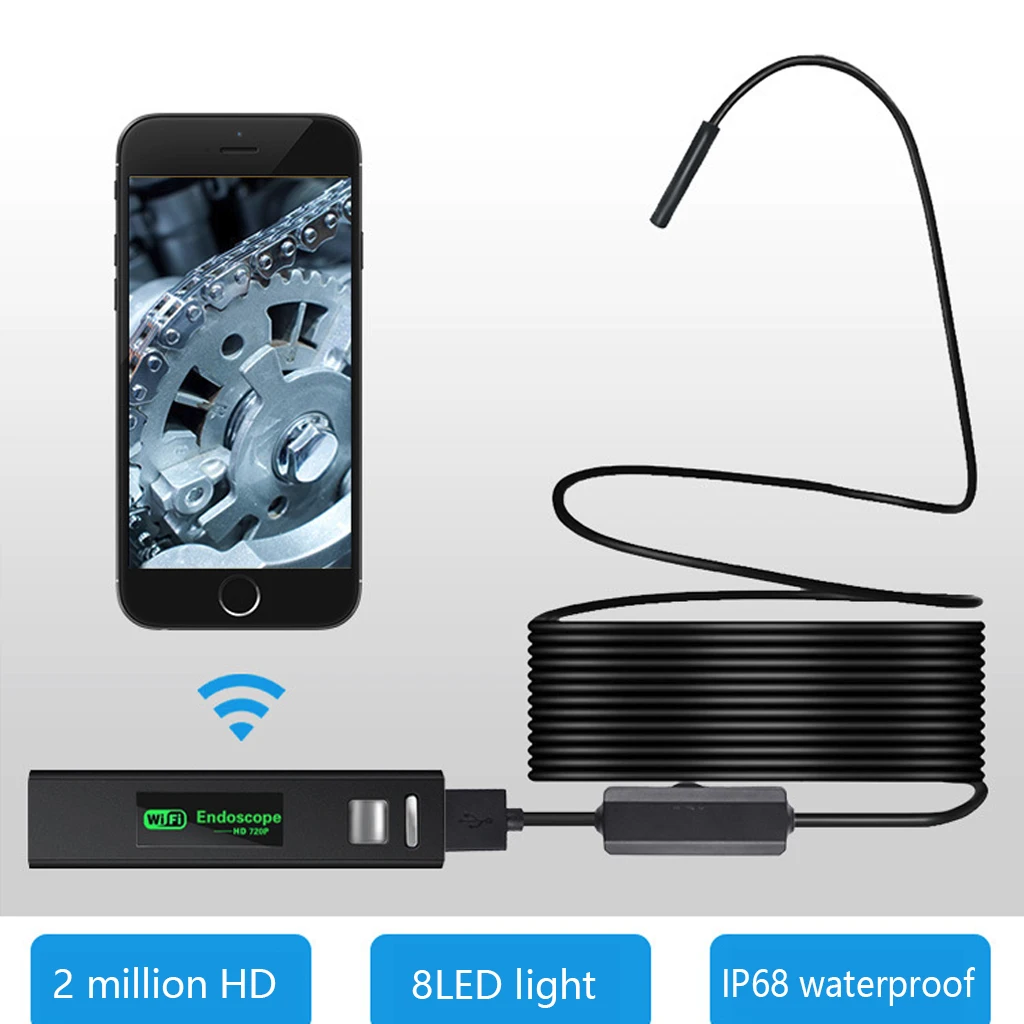 

Wireless Endoscope 1200P Semi-rigid WiFi Borescope Inspection Camera 2.0 Megapixels HD Snake Camera For Android IOS Endoscope