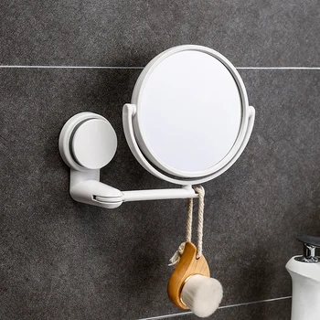 

Bathroom mirror wall stickers free punch student dormitory small suction cup wall hanging folding makeup mirror female LW127315