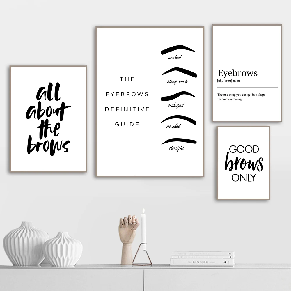 Makeup Canvas Painting Black And White Posters And Prints Eyebrows Poster Make Up Quotes Pictures Beauty Salons Poster Unframed