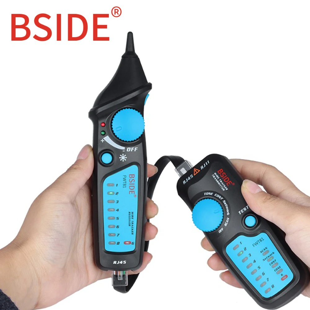 baratas BSIDE FWT81 Alta Qualidade RJ11 RJ45 Ethernet LAN Rede de Cabo Rastreador Fio Toner Tracer Telefone Linha Tester Detector Localizador