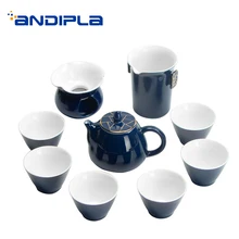 9 шт./лот креативный синий керамический фарфоровый чайный сервиз Cha hai Fair Cup фильтр для кружки Gaiwan Чайник ручной работы посуда для напитков подарки на день рождения