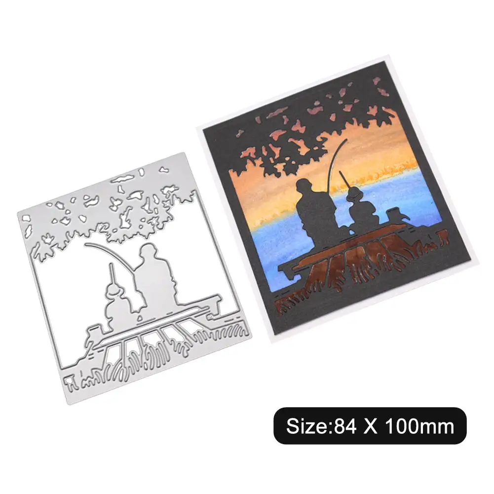 

Father Son Fishing Pattern cutting dies DIY dies scrapbooking for Card Making Embossing Cuts Craft metal cutting dies new 2019