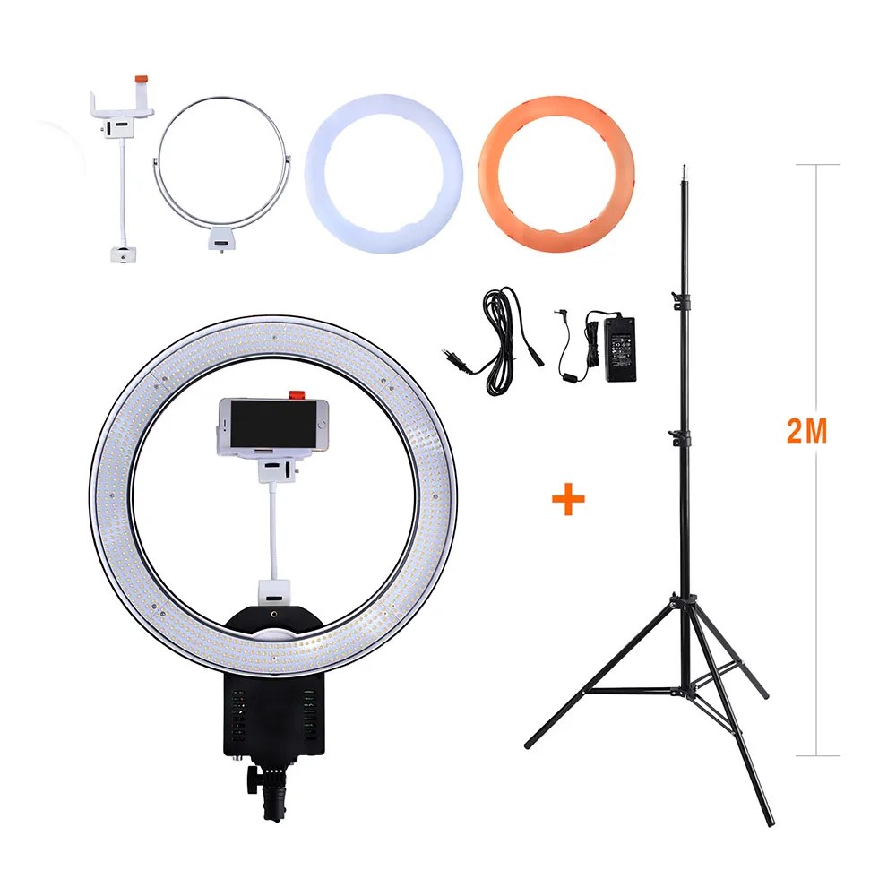 

NanGuang CN-R640 Photography/Photo/Studio/phone 19" 640 LED 5600K Dimmable Camera Ring Video Light Lamp & Tripod Stand/Mirror