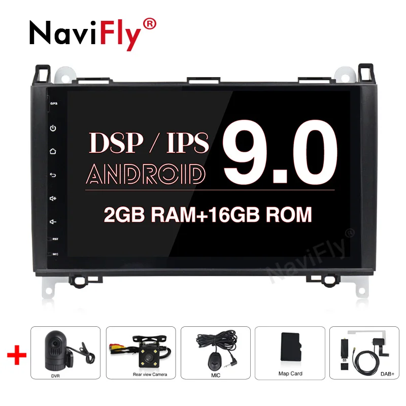 NaviFly android9.0 ips/DSP 9 дюймов экран DAB+ Автомобильный Mtleimedia плеер для Mercedes/Benz/Sprinter/B200/b-класс/W245/B170/W169