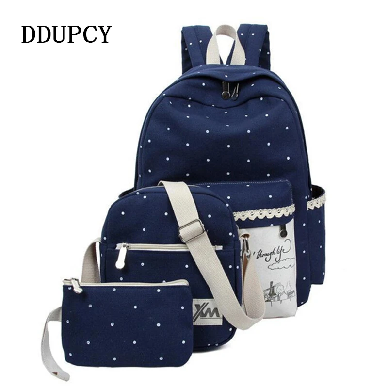 

2019 Hot Selling 3PCS/Set Women Backpack Canvas Printing School Back Bags for Teenagers Girls Backpacks Computer Bags