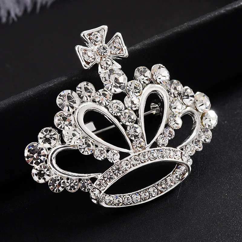 Корейская винтажная Хрустальная корона, Элегантная Брошь с кристаллами, на лацкане, на булавке, на платье, пряжка, ювелирное изделие, роскошные аксессуары для девушек и женщин