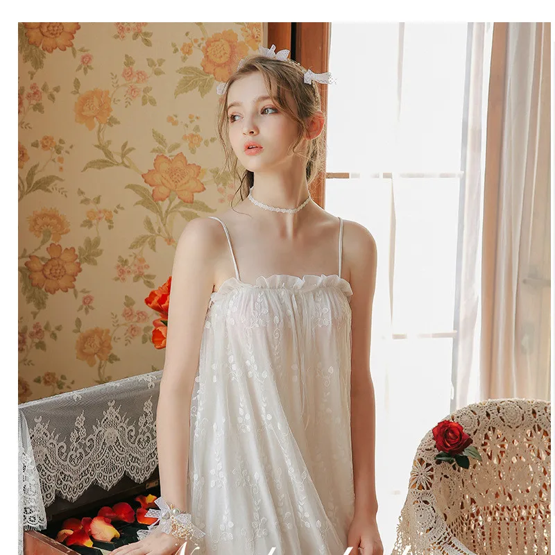 

Women Princess Nightdress Summer Dress Sexy Lace Sleepwear Dress Nightdress Homewear Elegant Home Dress Nightwear