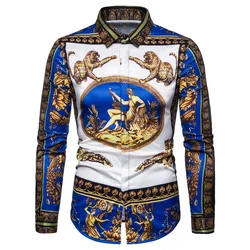 Gold Leopard Print Shirt Men Camisa Masculina Long Sleeve Four Slim Fit Casual Shirts Summer Brand New Mens Club Social Top Gold Leopard Print Shirt Men Camisa Masculina Long Sleeve Four Slim Fit Casual Shirts Summer Brand New Mens Club Social Top