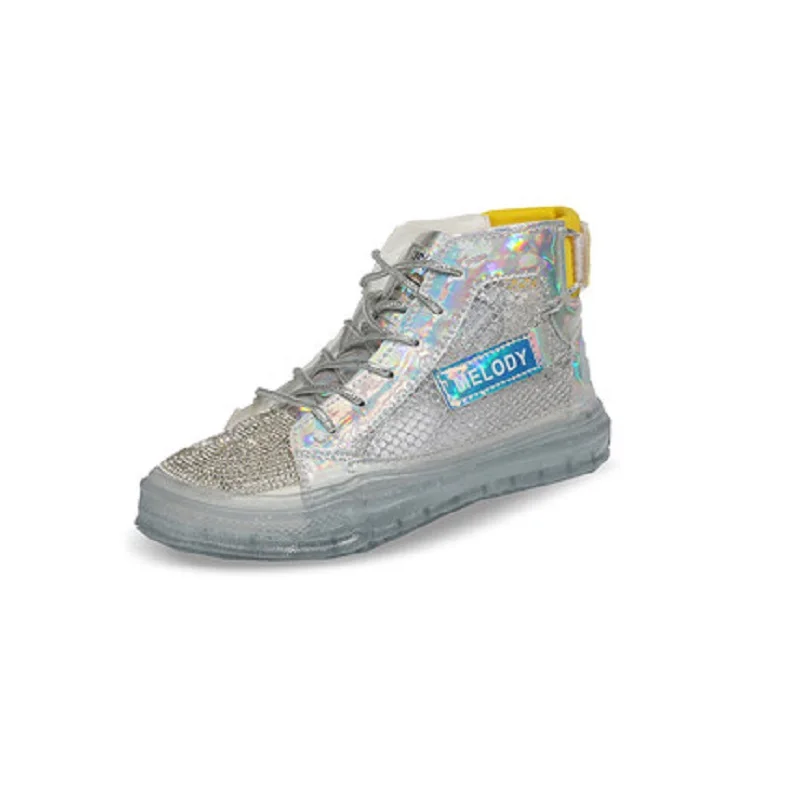 

Thick bottom female summer transparent crystal canvas net red laser jelly white shoes super fire frozen shoes casual