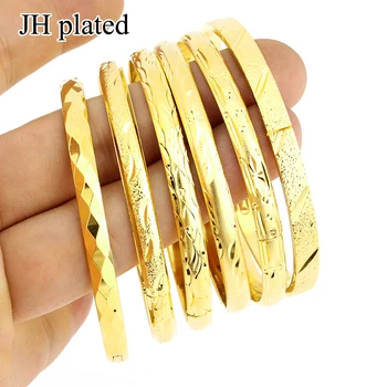 

JHplated 6 pieces Fashion style Bangle gold color for Women Bangle Ethiopian Dubai Bride Wedding African Party Jewelry gifts