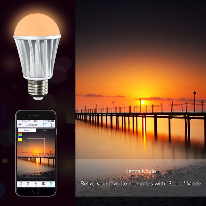 

Magic Light Bluetooth LED Bulb E27 RGBW 7.5W Dimmable Smart LED Light Bulb Color Changing Lights smart phone control