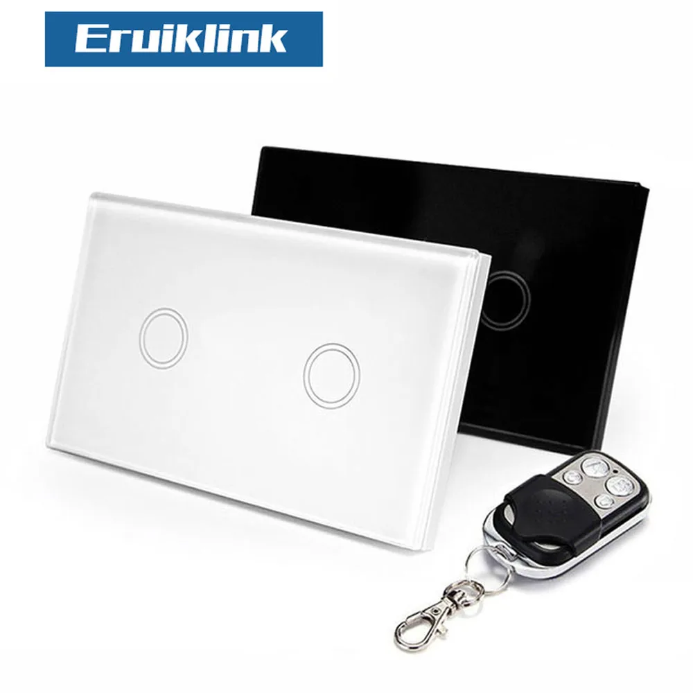 Eruiklink стандарт США/Австралии 2 банды 1 способ дистанционного управления настенный сенсорный выключатель, RF433 светильник дистанционного управления переключатель для умного дома