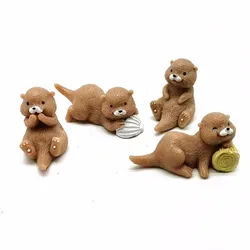 4 - Piece Otter Animal Figurine Set for Home Decor and DIY Projects (4pc)