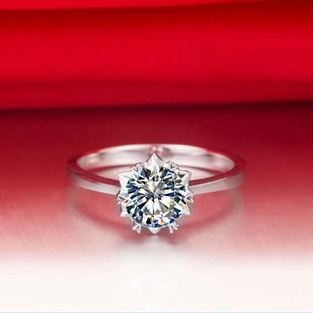 Charles& Colvard бренд Moissanite кольцо Тест Положительный 0.5CT Solitaire Moissanite АЛМАЗНОЕ КОЛЬЦО Снежинка обручальное женское серебро