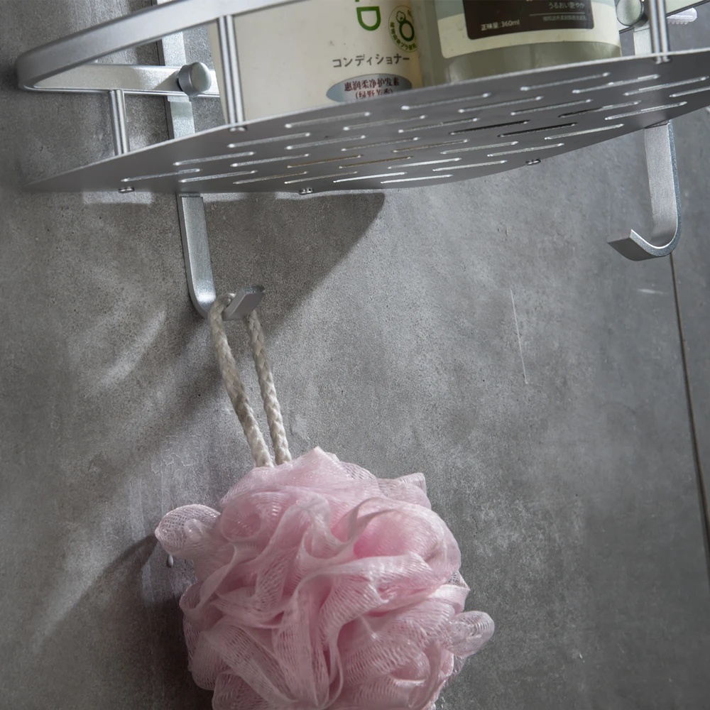 08Aluminium Bathroom Shower Bath Holder For Shampoos Shower Gel Kitchen Home Balcony Shelf Hanging Storage Rack Kitchen Bracket