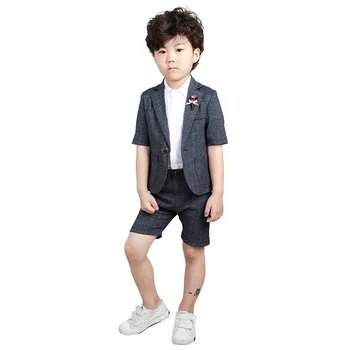

Flower boy waistcoat 3Pcs suits summer short sleeve suit boys business suit M113