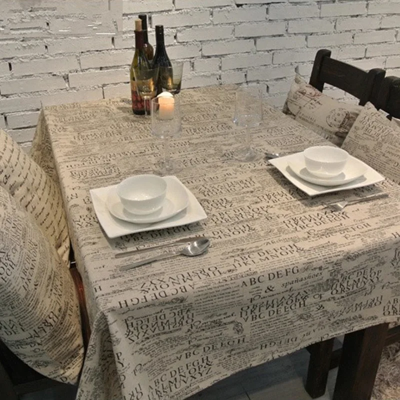 

Cotton Linen Table Deco Print English Newspaper Customed Tablecloth Cover Table Ceco Cloth 1215-9i