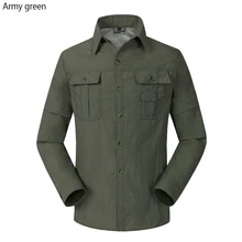 Уличные быстросохнущие рубашки в охотничьем стиле для мужчин с длинным рукавом и стоячим воротником с защитой от ультрафиолетовых лучей Спортивная футболка для тактических рыболовных рубашек одежда