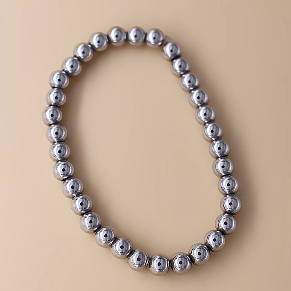 Fashion Silver 5mm Stainless Steel Bead Bracelet Non fade Flexible