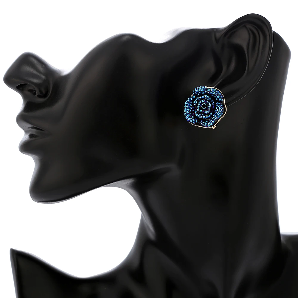 Новые фирменные дизайнерские ювелирные изделия голубые розы свадебные серьги Многослойные полимерные цветы Женские аксессуары XY-E529