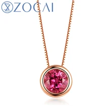 ZOCAI дизайн ожерелье 18 К розовое золото(Au750) Настоящее 0,35 КТ Сертифицированный красный турмалиновая Подвеска 925 серебряная цепь D04649