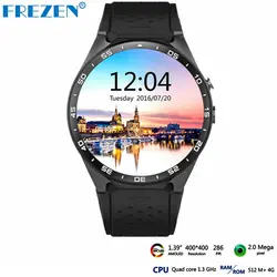 FREZEN Kingwear KW88 Android 5,1 Смарт часы 3g WI-FI 1,39 дюймов SmartWatch телефон Mtk6580 Nano SIM монитор сердечного ритма PK x200