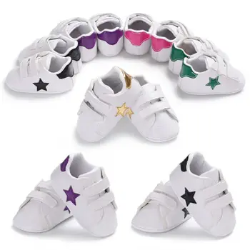

Baby Boys Girls Shoes Crib Bebe Footwear Sneakers Newborn Infant Toddler Star Print Hook Loop Classic Sports First Walker Shoe