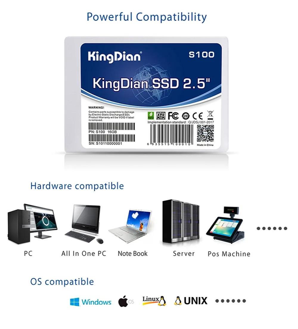 S100-16GB) KingDian SSD 16G жесткий диск 2,5 SATA2 для KKPOS тонкий Клинт ноутбук SSD 16GB