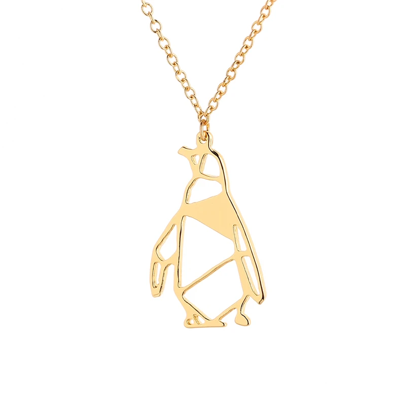 

Good Luck Unique Penguin Necklace Jewelry Gold/Silver Origami Penguin Necklace Lovely Penguin Pendant Necklace For Animal lovers