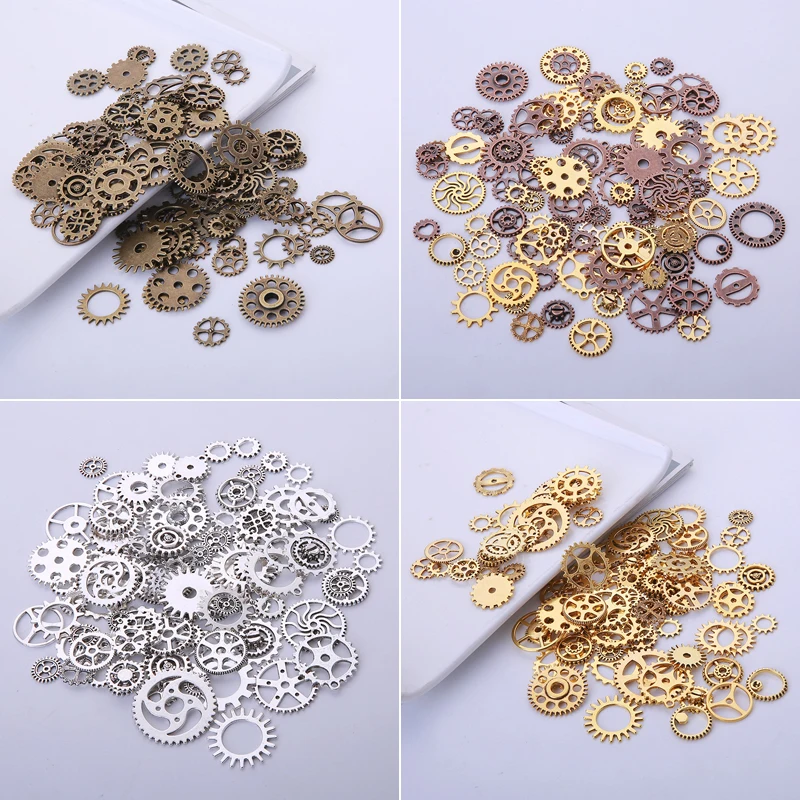 

Vintage Metal Steampunk Gears Charms for Jewelry Making Diy Fashion Accessories Mixed Gear Pendant Charms 100pieces/lot