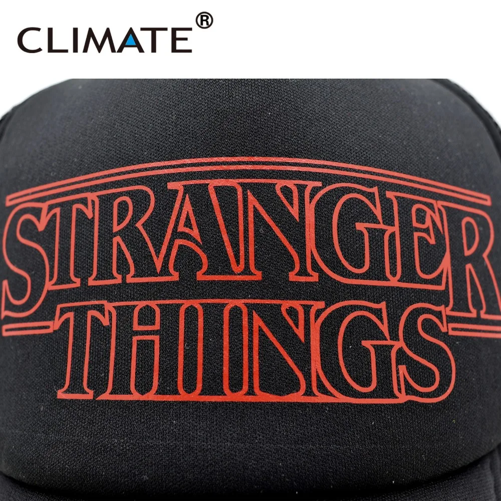 CLIMATE Stranger Things Dustin Caps Hat Summer Cool Black Mesh Trucker Caps Men Adjustable Summer Cool Net Mesh Hats For Summer