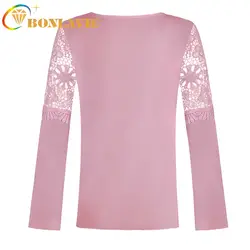 Женская шифоновая блузка с длинным рукавом и круглым вырезом, однотонная, белая, розовая, красная, синяя рубашка, женская рубашка, тонкие