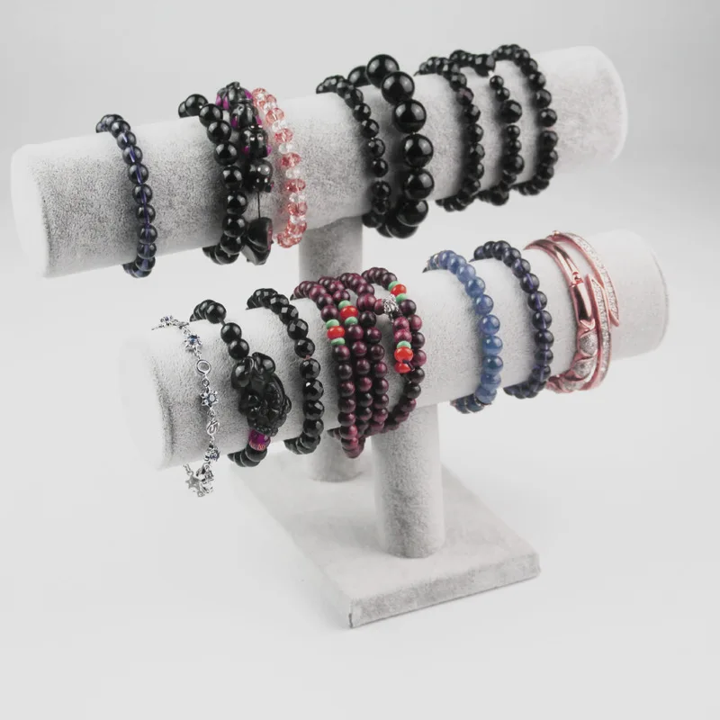 Joyero Organizador Real Jewelry Boxes 2019 New Jewelry Display Rack Double-deck Velvet Bracelet Watch Necklace Es