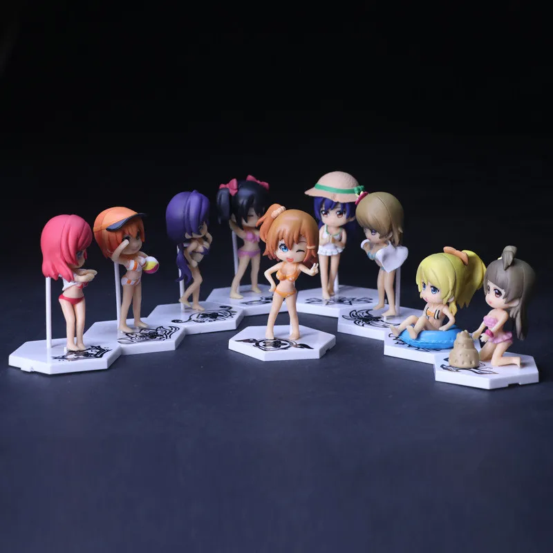 

3 lot/set Anime Love live Figuras Toys 9pcs Q version action figure lovelive sexy swimwear girl model toys gifts