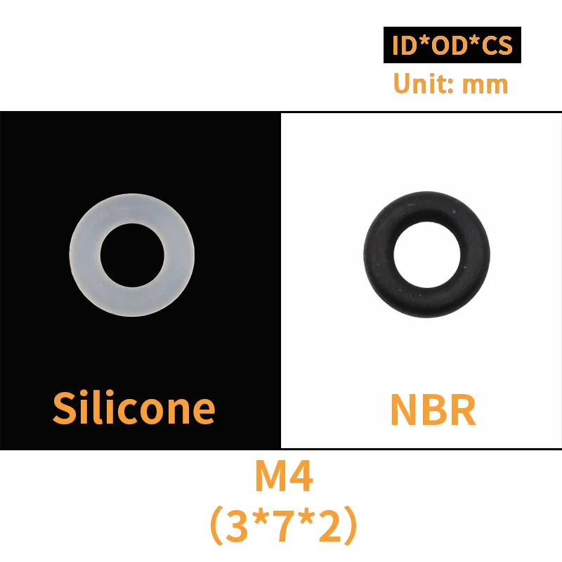 20 шт. M3 M4 M5 M6 M7 M8 M9 M10 Белый силиконовый черный NBR уплотнительное кольцо уплотнения винт шайба резиновая шайба уплотнительное кольцо ассортимент прокладок - Цвет: M4