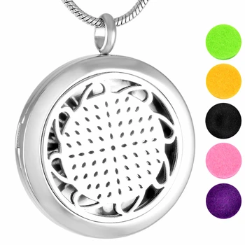 

MJP0011 Stainless Steel Essential Oil Diffuser Perfume Round Locket Pendant Necklace Aromatherapy (Free Felt Pads)