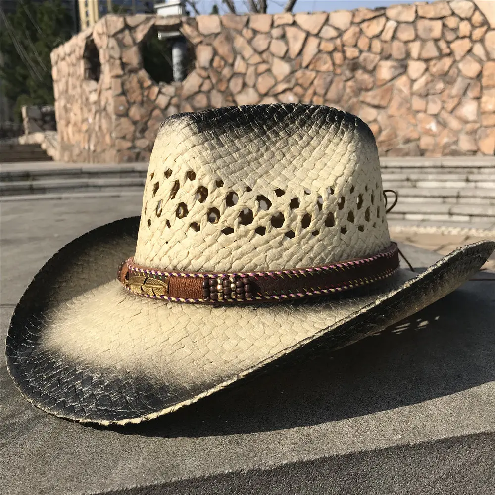 Женская открытая западная ковбойская шляпа летняя дамская шляпа Sombrero Hombre шляпа очарование кисточка Солнцезащитная шляпа - Цвет: Black HEE