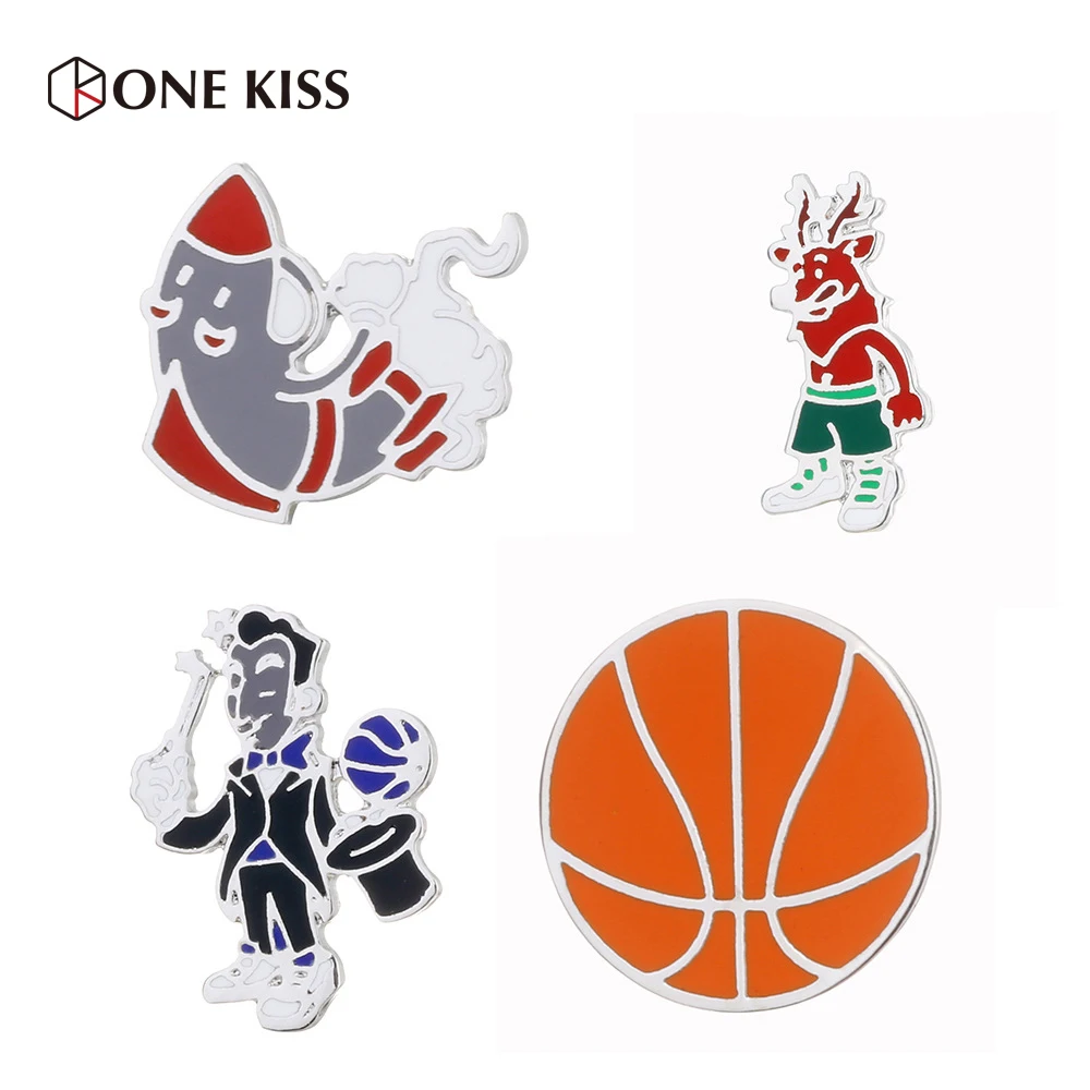 

Fashion Cartoon Cute Basketball Team Series Brooch Hard Enamal Button Pins Jeans Decoration for Women Jewelry Gift Wholesale