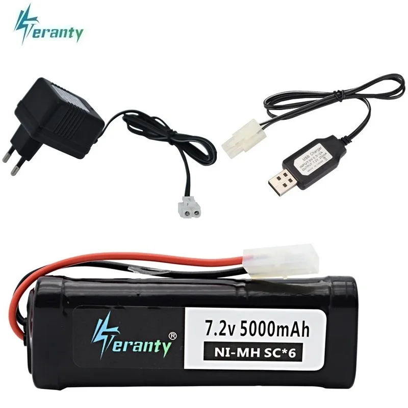

7.2V 5000mAh 15c with Tamiya 2P Plug SC*6 Cells Ni-MH Battery Pack for Remote control toys RC Cars 7.2v Battery 7.2v USB Charger