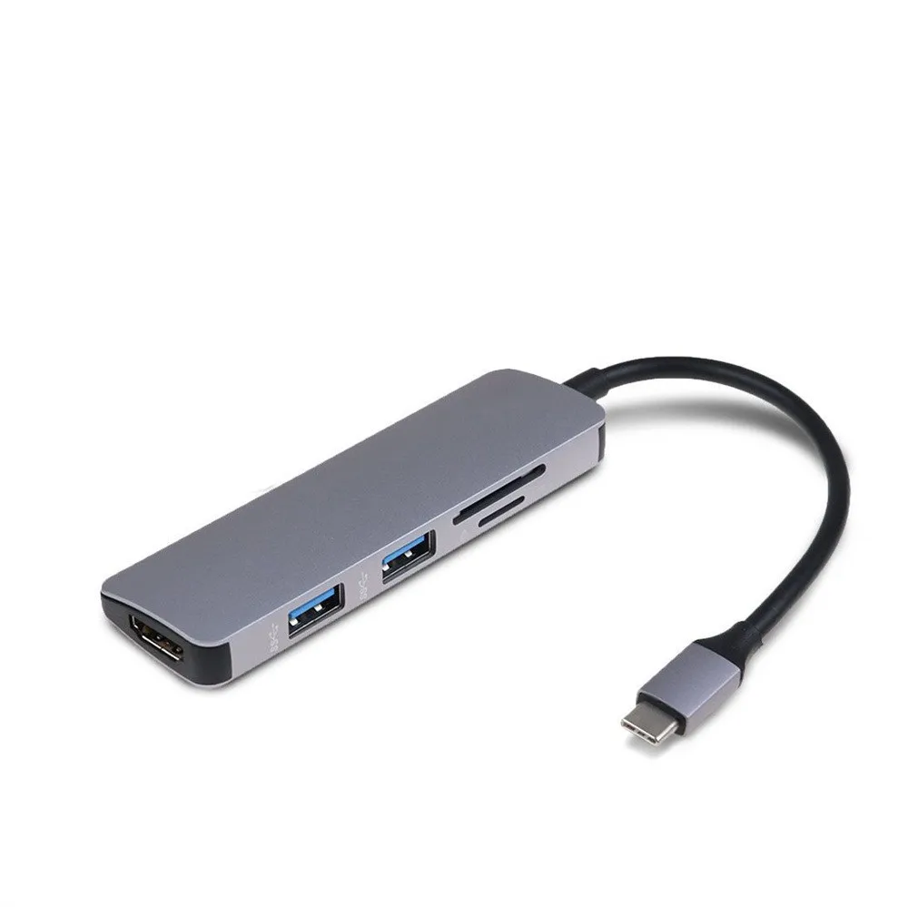 Computer Peripherals USB Hub 5in1 Hub Adapter Type-C USB 3.0 to 4K HDMI USB 3.0 SD TF Card Reader 5in1 Hub Adapter #20