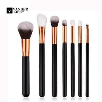 

7 PIECE Black Makeup Brushes Set Facial Foundation Powder Blush Contour Eye Shadow Fibre Cosmetic Beauty Make-up Brush Kit