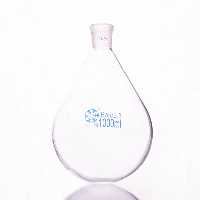 

Flask eggplant shape,short neck standard grinding mouth,Capacity 1000ml and joint 24/29,Eggplant-shaped flask