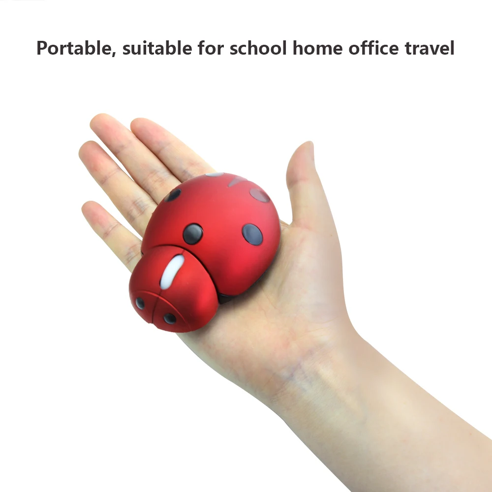 CHUYI Wireless 2.4G Mini Ladybug Mouse Cute Cartoon Usb 3000 DPI Laser 3D Mice Computer Mause For Kids Gift Laptop Notebook Pc