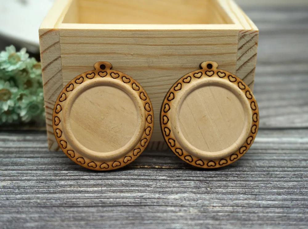 5PCS/lot inner size 25mm round wooden cabochons Base for making necklace jewelry used on leather cord Pendant Tray supply | Украшения и