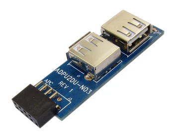 

50pcs/lot 9pin USB 2.0 Female Pin header to Dual USB2.0 port Adapter card