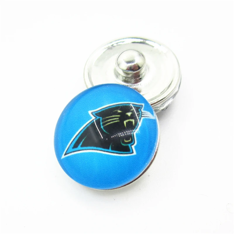 

20pcs/lot Panthers Football Team Snap Button Charms DIY 18mm Football Sports Ginger Snaps Bracelets Necklace Jewelry