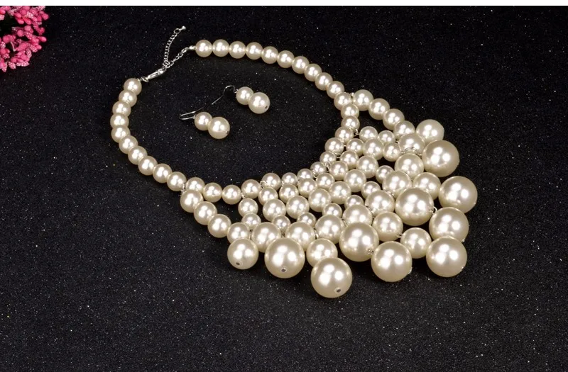 UDDEIN большие комплекты ожерелья с жемчугом многослойный, из жемчуга кисточкой ювелирные изделия с подвеской наборы нигерийские Свадебные индийские ювелирные наборы